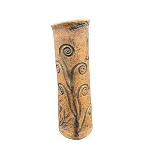 Studio Art Pottery Vase Volcano Hawaii Artist Signed Tall Hand Made Rustic 8.75"